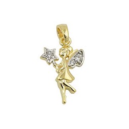 pendant fairy with zirconias 9k gold