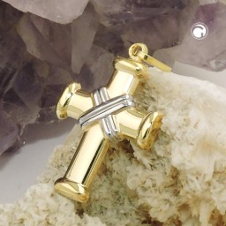 pendant cross rhodium-plated 9k gold