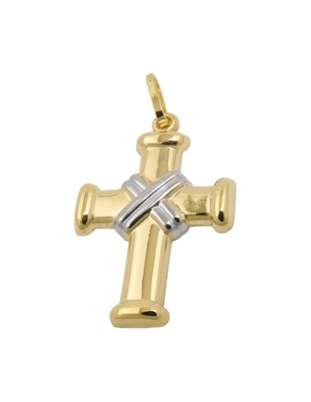 pendant cross rhodium-plated 9k gold
