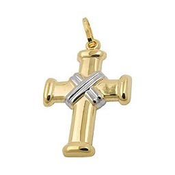 pendant cross rhodium-plated 9k gold