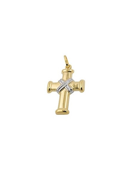 pendant cross rhodium-plated 9k gold