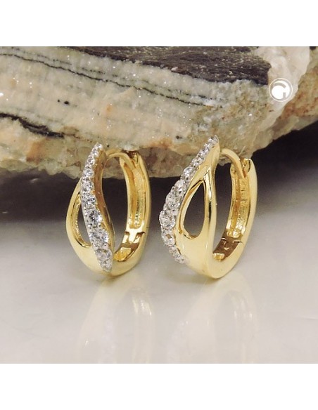 hoop earrings with zirconia 9k gold