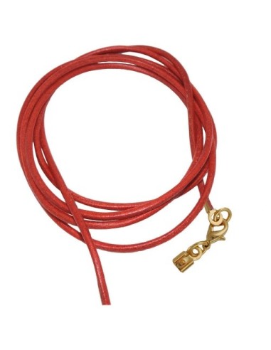 band leather red gold clasp 100cm