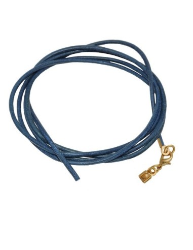 band leather blue gold clasp 100cm