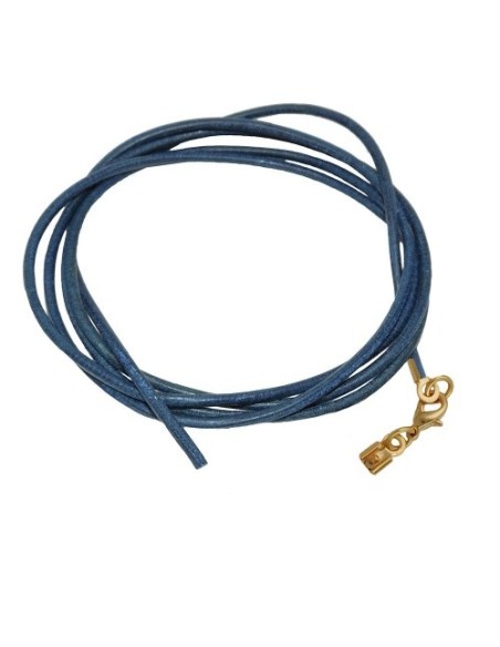 band leather blue gold clasp 100cm