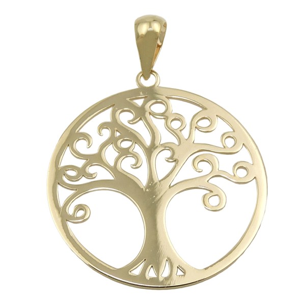 pendant tree of life polished 9k gold