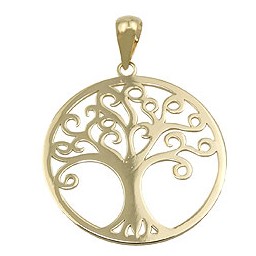 pendant tree of life polished 9k gold