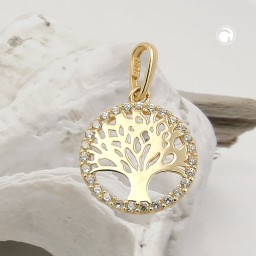 pendant tree of life polished 9k gold