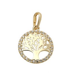 pendant tree of life polished 9k gold