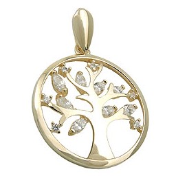 pendant tree of life polished 9k gold