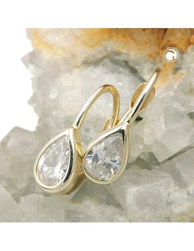 leverback earrings drop white 9k gold