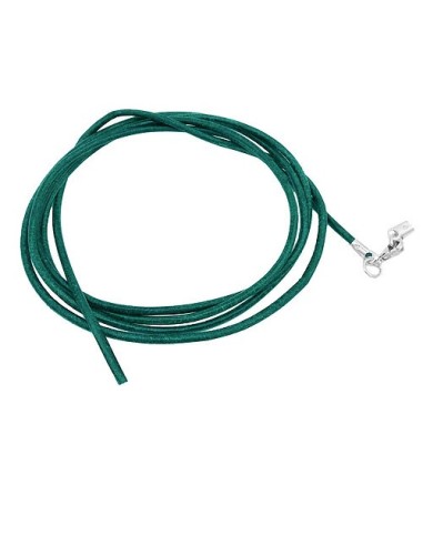 leather strap round cord cowhide 2mm turquoise colored with 1x clasp silver colored ca. 1m