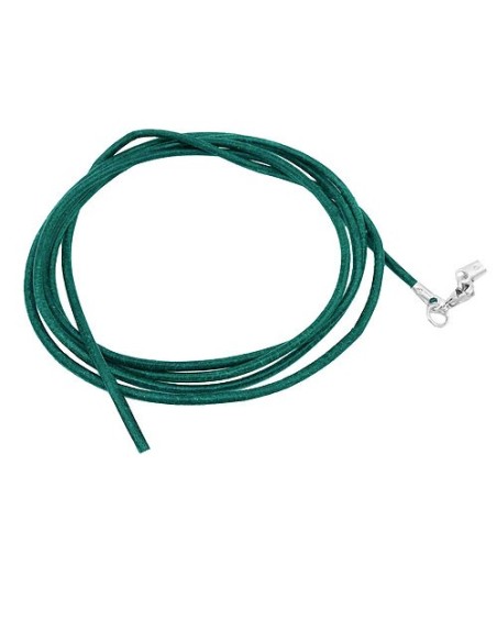 leather strap round cord cowhide 2mm turquoise colored with 1x clasp silver colored ca. 1m
