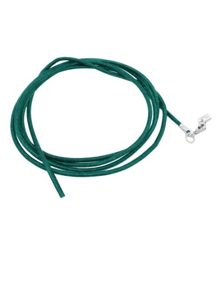 leather strap round cord cowhide 2mm turquoise colored with 1x clasp silver colored ca. 1m