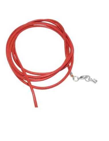 leather strap round cord cowhide 2mm orange colored with 1x clasp silver colored ca. 1m