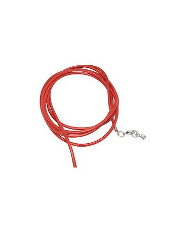 leather strap round cord cowhide 2mm orange colored with 1x clasp silver colored ca. 1m
