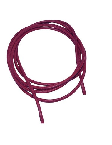 leather strap round cord cowhide 2mm fuchsia berry colored ca. 1m