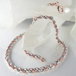 bracelet 2mm french rope chain bicolor 9k gold 19cm