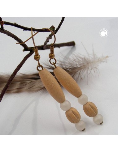 leverback earrings wooden bright