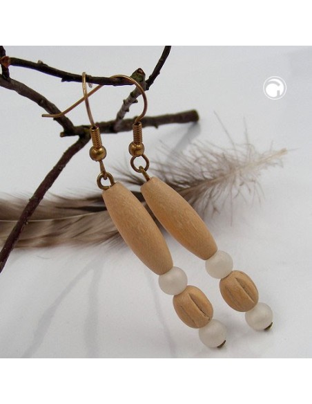leverback earrings wooden bright