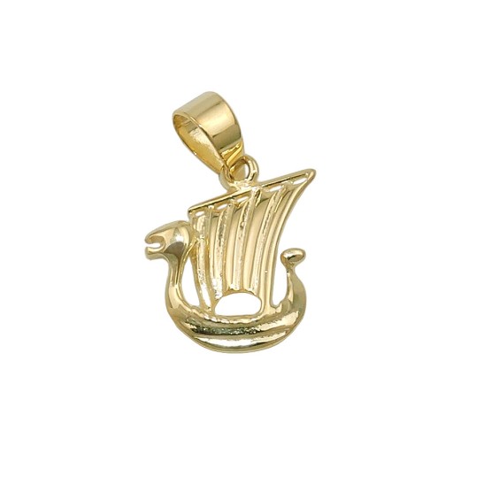 pendant little viking ship 9k gold