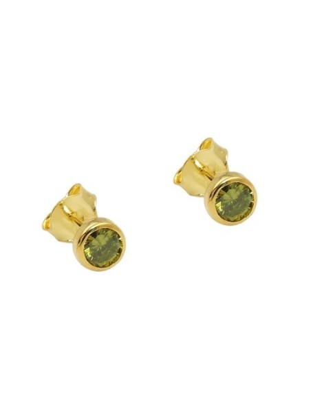stud earrings 4.5mm cubic zirconia olive green 9k gold
