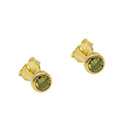 stud earrings 4.5mm cubic zirconia olive green 9k gold