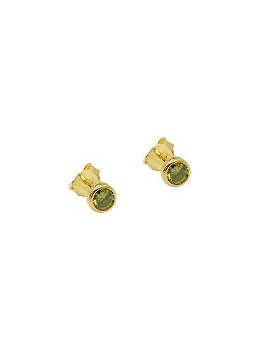 stud earrings 4.5mm cubic zirconia olive green 9k gold