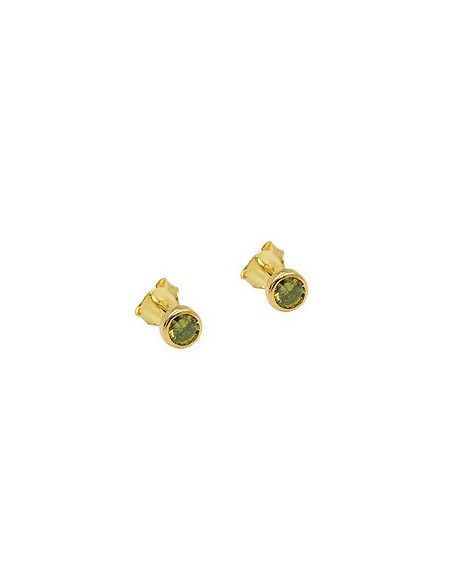 stud earrings 4.5mm cubic zirconia olive green 9k gold