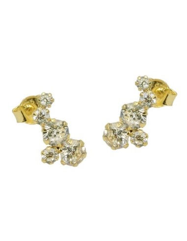 stud earrings 12x6mm bow each 5 zirconias 9k gold