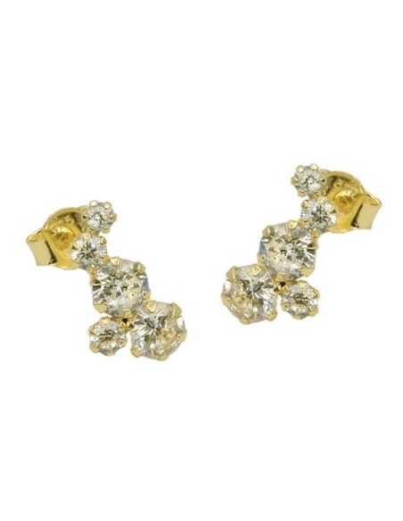 stud earrings 12x6mm bow each 5 zirconias 9k gold