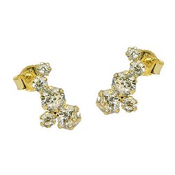 stud earrings 12x6mm bow each 5 zirconias 9k gold