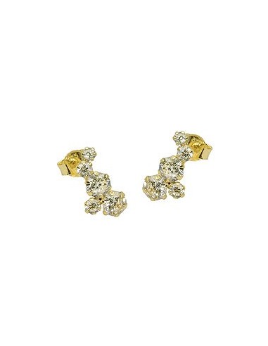stud earrings 12x6mm bow each 5 zirconias 9k gold