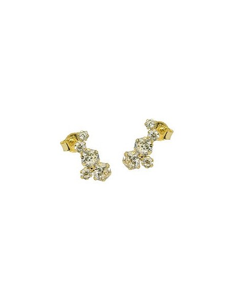 stud earrings 12x6mm bow each 5 zirconias 9k gold