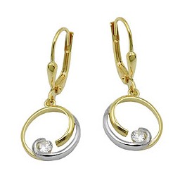 leverback earrings zirconia 9k gold
