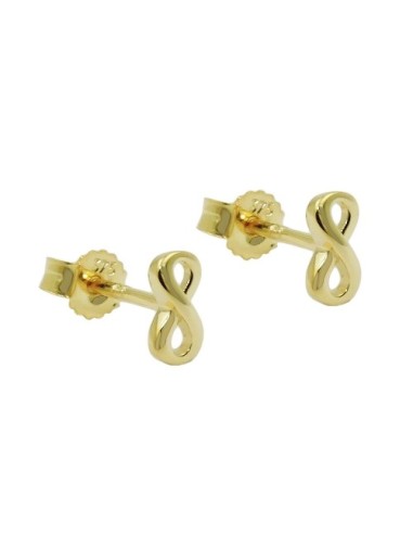 stud earrings 6x3mm infinity sign shiny 18k gold