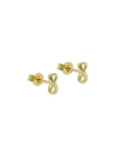 stud earrings 6x3mm infinity sign shiny 18k gold