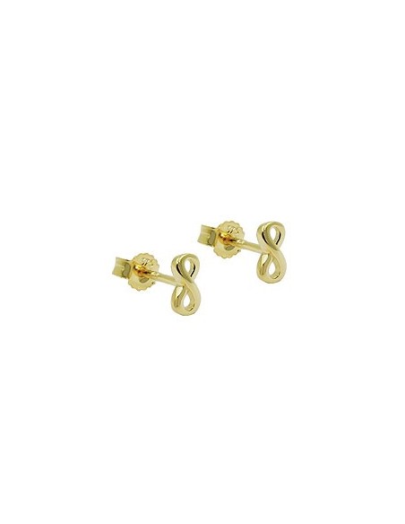 stud earrings 6x3mm infinity sign shiny 18k gold
