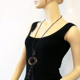 necklace antique brass ring black cord