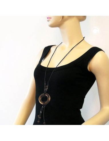 necklace antique brass ring black cord