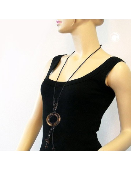 necklace antique brass ring black cord