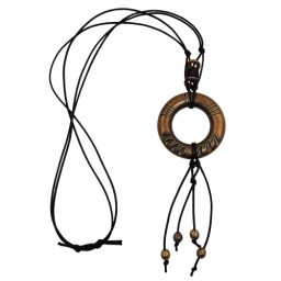 necklace antique brass ring black cord