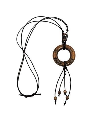 necklace antique brass ring black cord