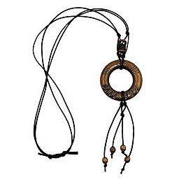 necklace antique brass ring black cord