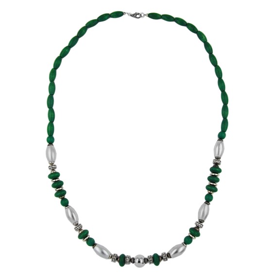 necklace wood green chrome matte