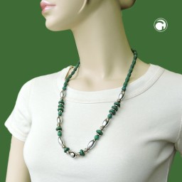 necklace wood green chrome matte