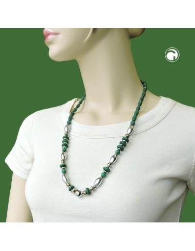 necklace wood green chrome matte