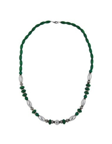 necklace wood green chrome matte