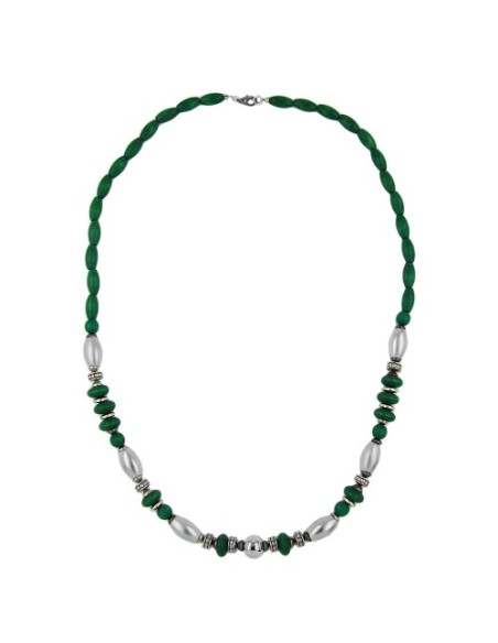 necklace wood green chrome matte