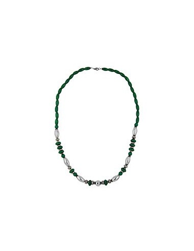 necklace wood green chrome matte